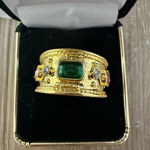 Medieval Ring w/Glass Stones 9